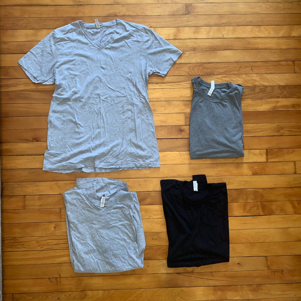 BUNDLE: 2 crew neck and 2 v neck gray tees